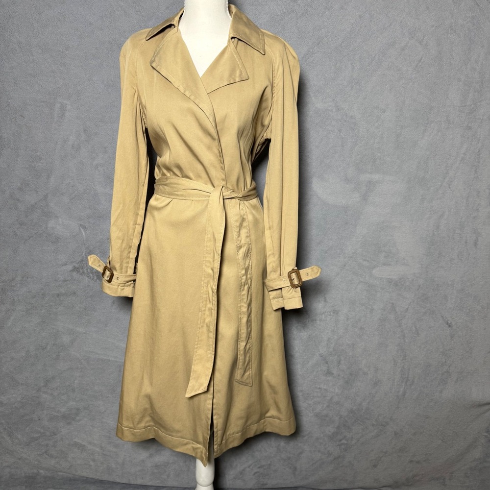 GAP Size XS Tan Trench Coat Belted Minimal Chic Classic Capsule Core